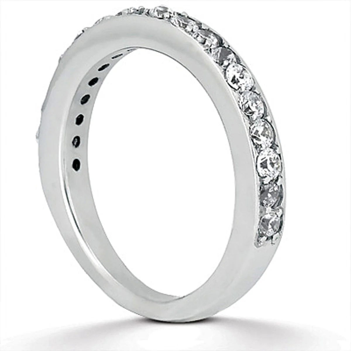 14k White Gold Pave Diamond Wedding Ring Band Set 1/2 Around - Image 2