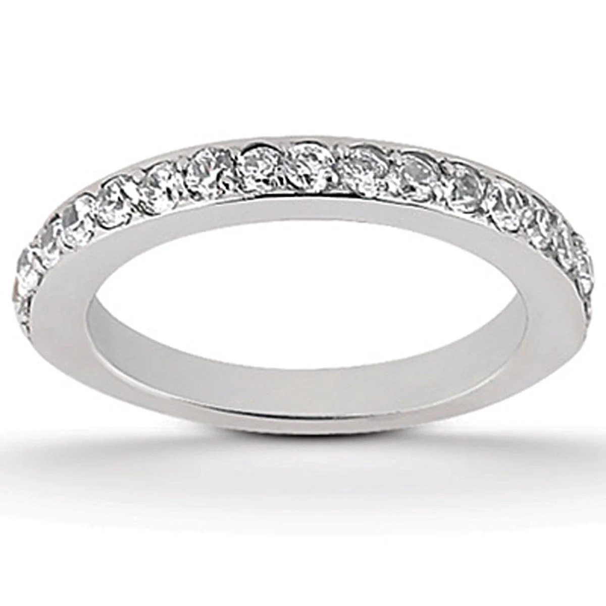 14k White Gold Pave Diamond Wedding Ring Band Set 1/2 Around - Image 3
