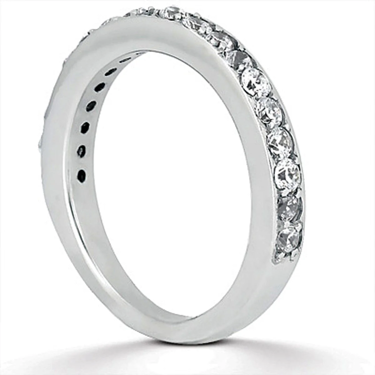 14k White Gold Pave Diamond Wedding Ring Band Set 1/2 Around - Image 4