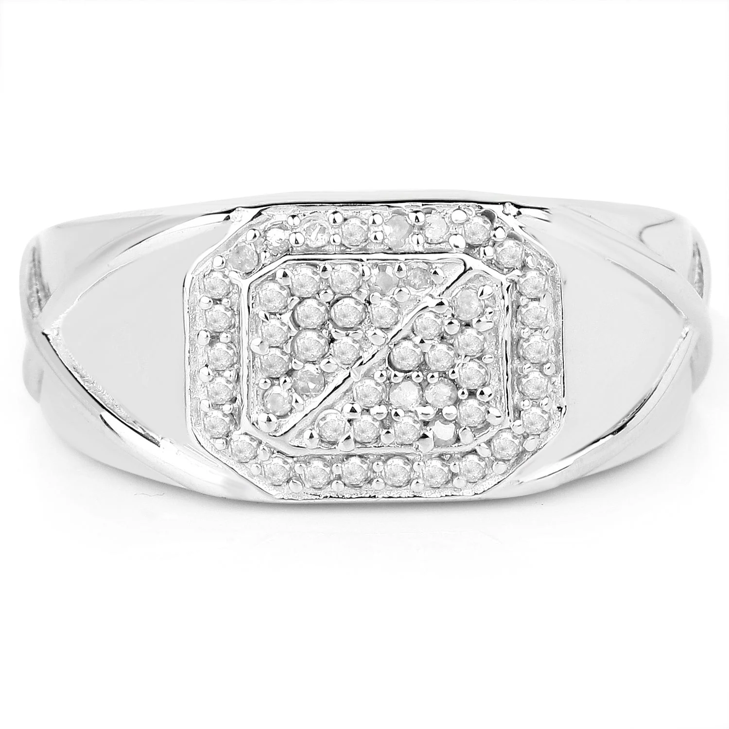 14K White Gold Plated 0.24 Carat Genuine White Diamond .925 Sterling Silver Ring - Image 3