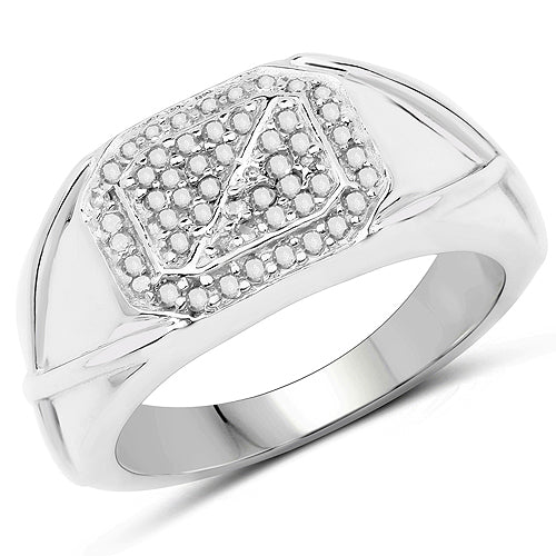 14K White Gold Plated 0.24 Carat Genuine White Diamond .925 Sterling Silver Ring - Image 4
