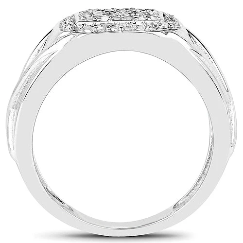 14K White Gold Plated 0.24 Carat Genuine White Diamond .925 Sterling Silver Ring - Image 5