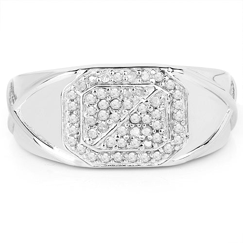 14K White Gold Plated 0.24 Carat Genuine White Diamond .925 Sterling Silver Ring - Image 6