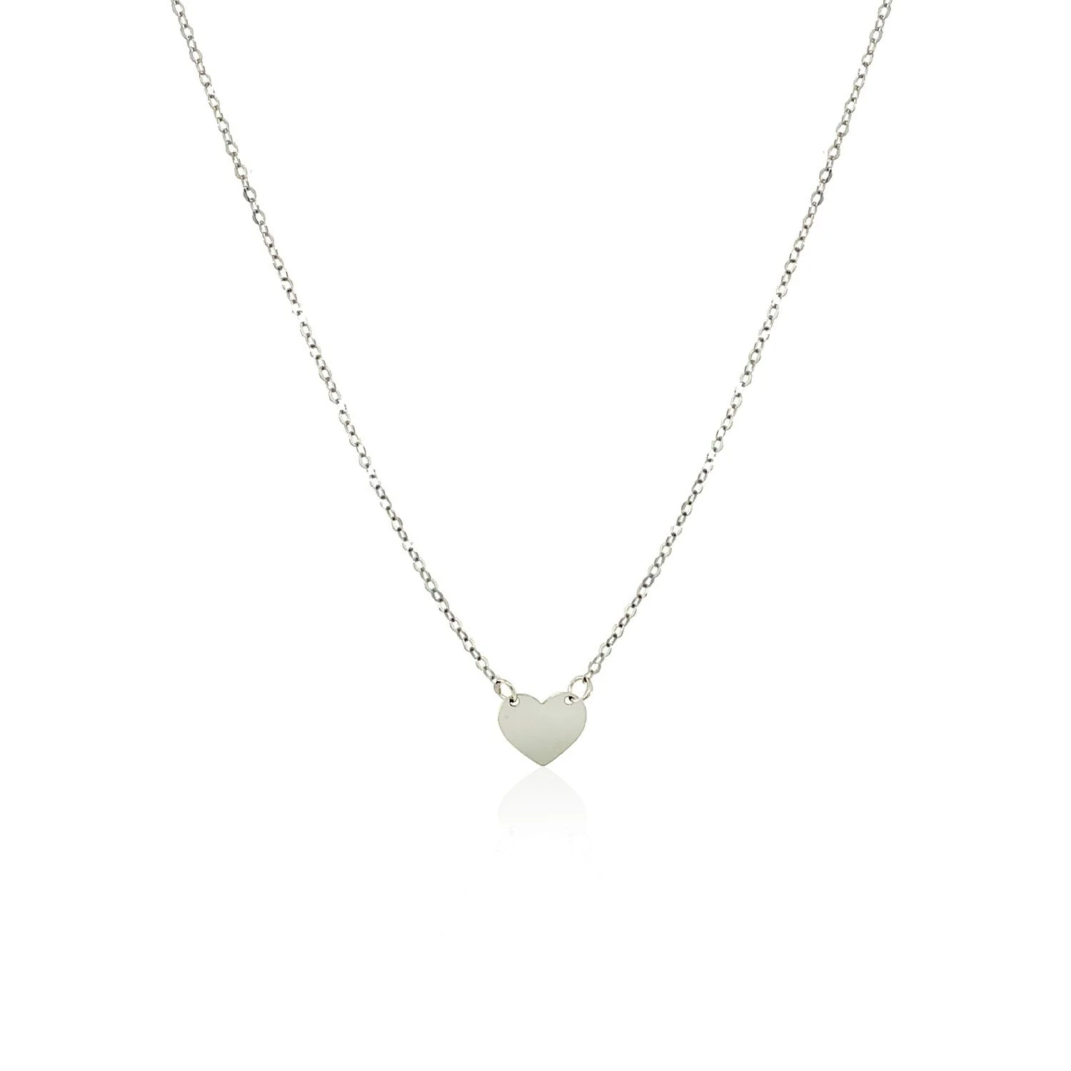 14k White Gold Polished Mini Heart Necklace - Image 2