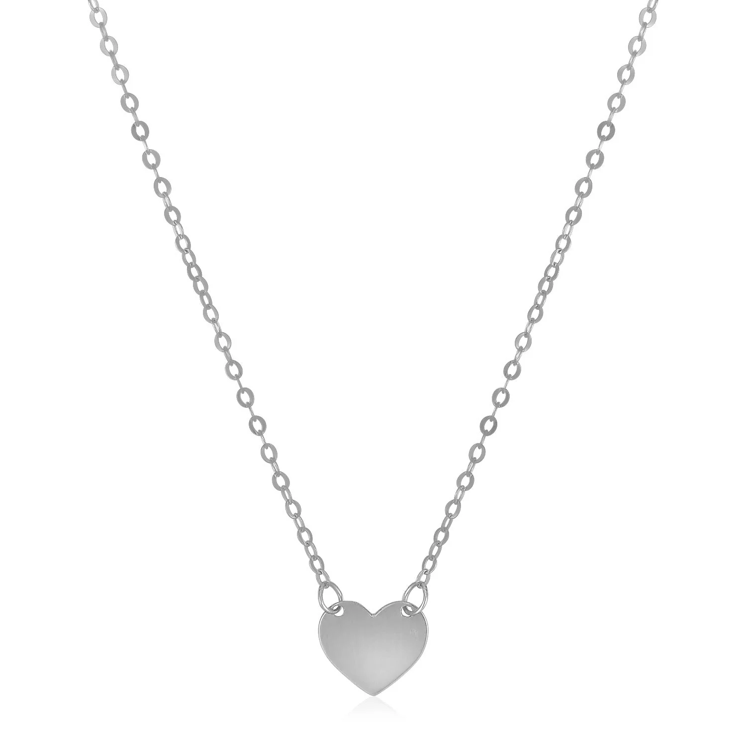 14k White Gold Polished Mini Heart Necklace - Image 6