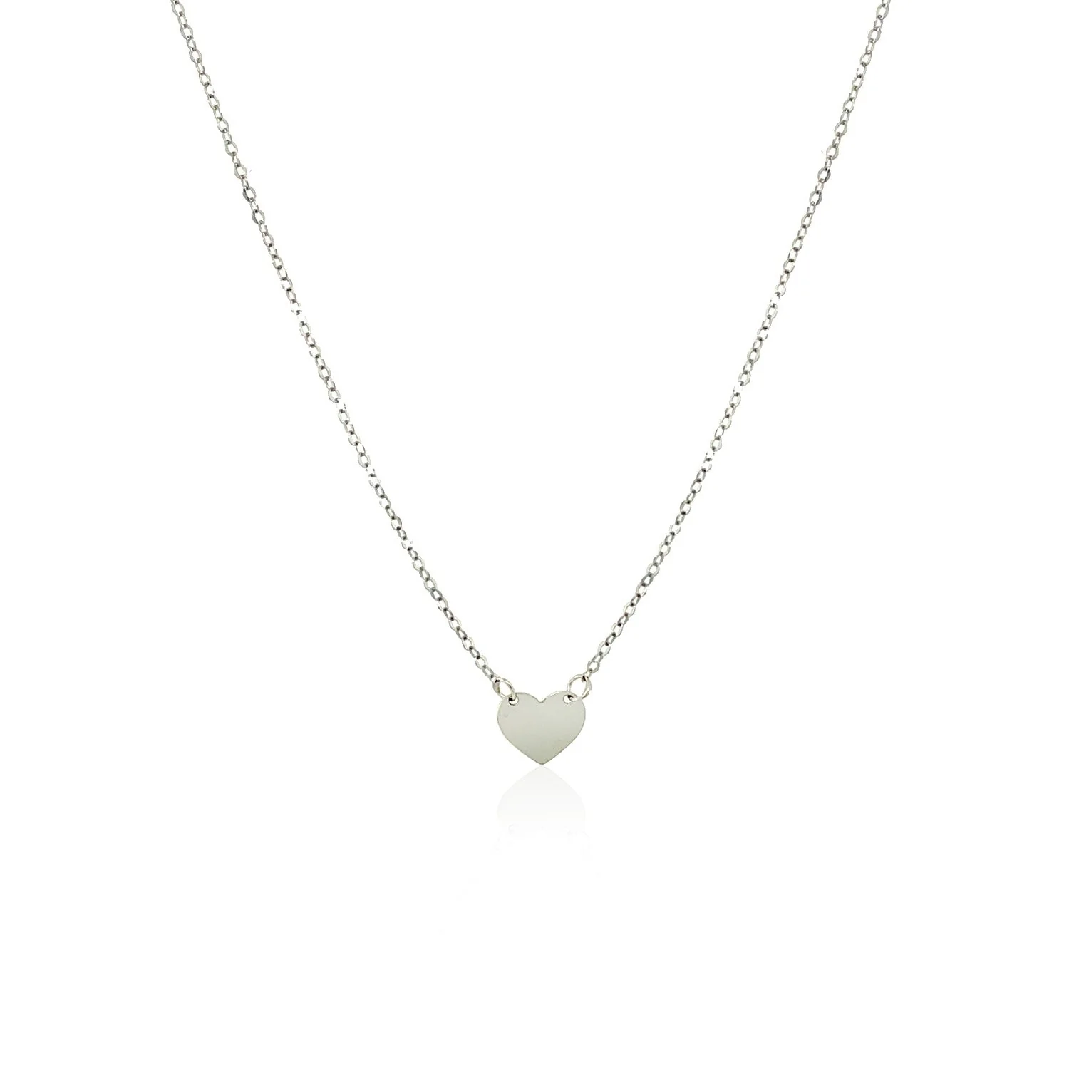 14k White Gold Polished Mini Heart Necklace - Image 8