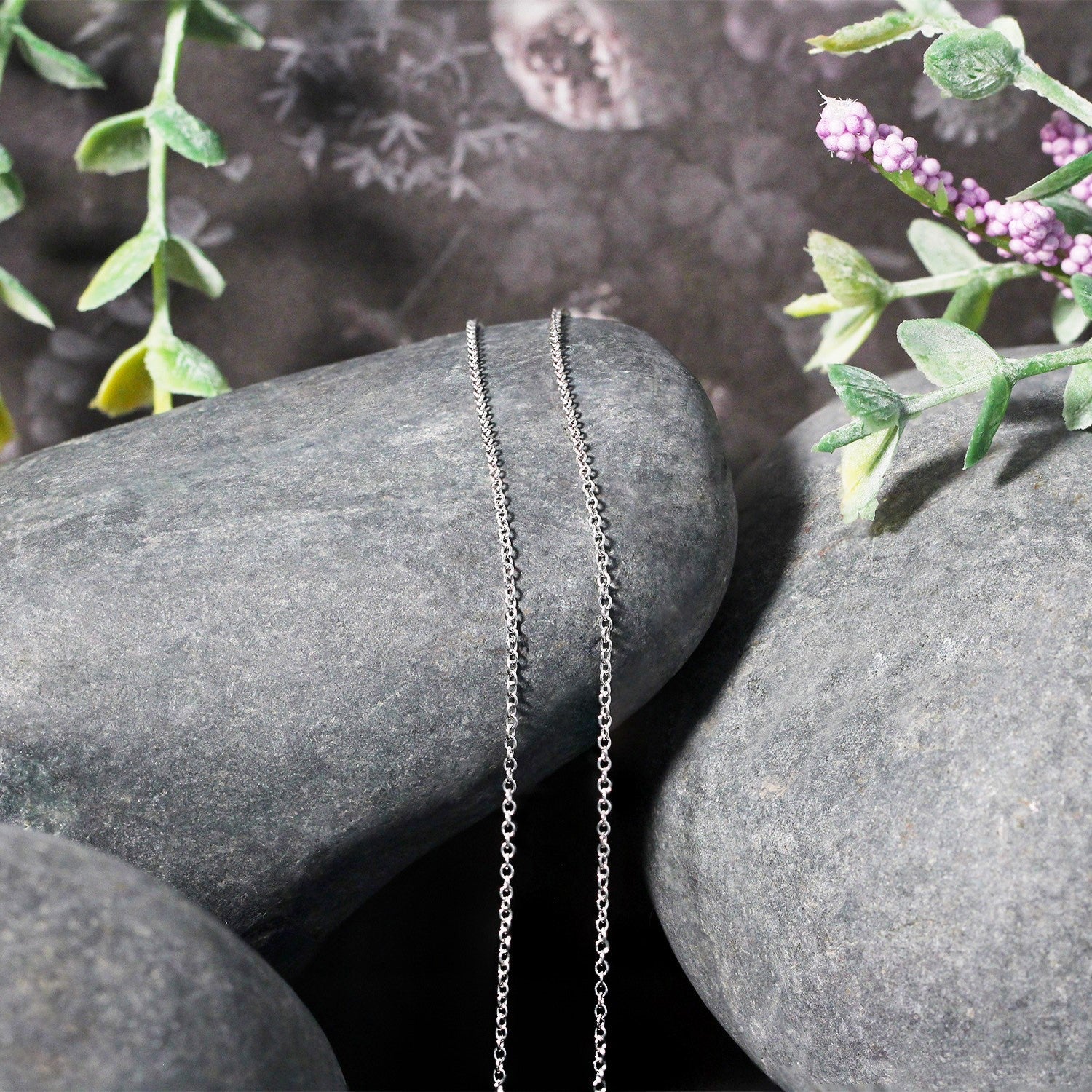 14k White Gold Round Cable Link Chain 1.1mm - Image 11
