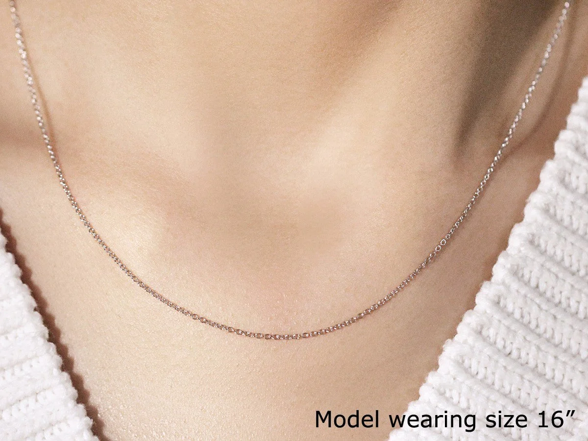14k White Gold Round Cable Link Chain 1.1mm - Image 12