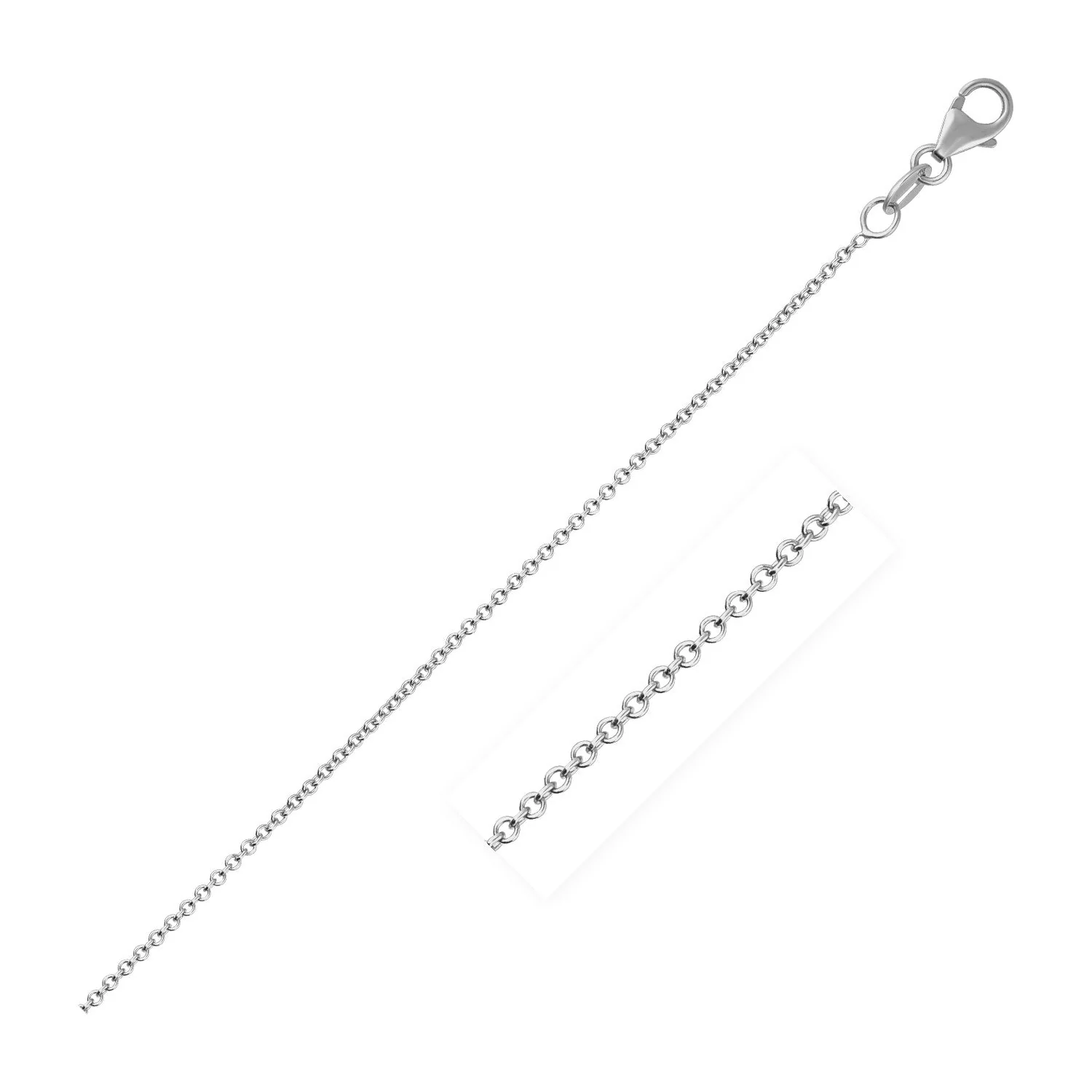 14k White Gold Round Cable Link Chain 1.1mm - Image 7