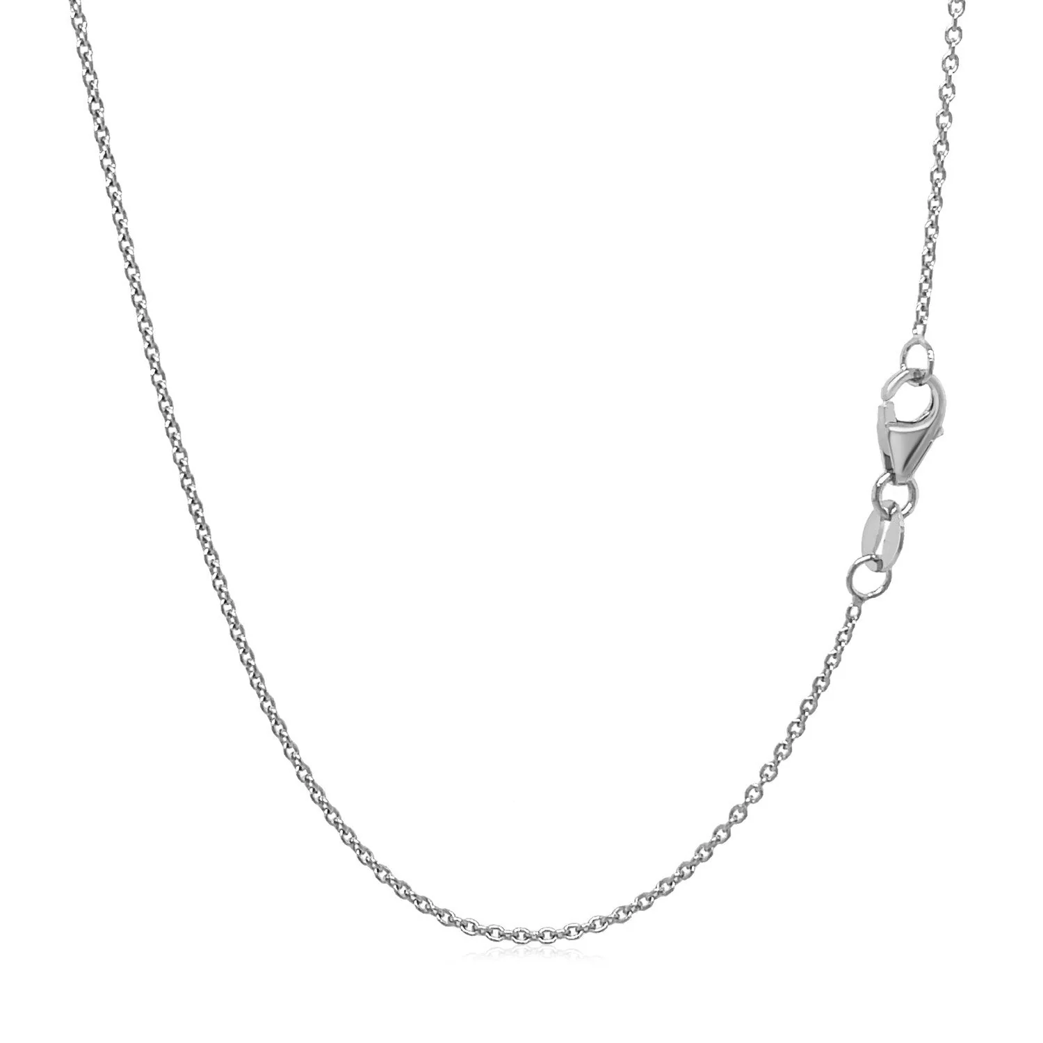 14k White Gold Round Cable Link Chain 1.1mm - Image 3