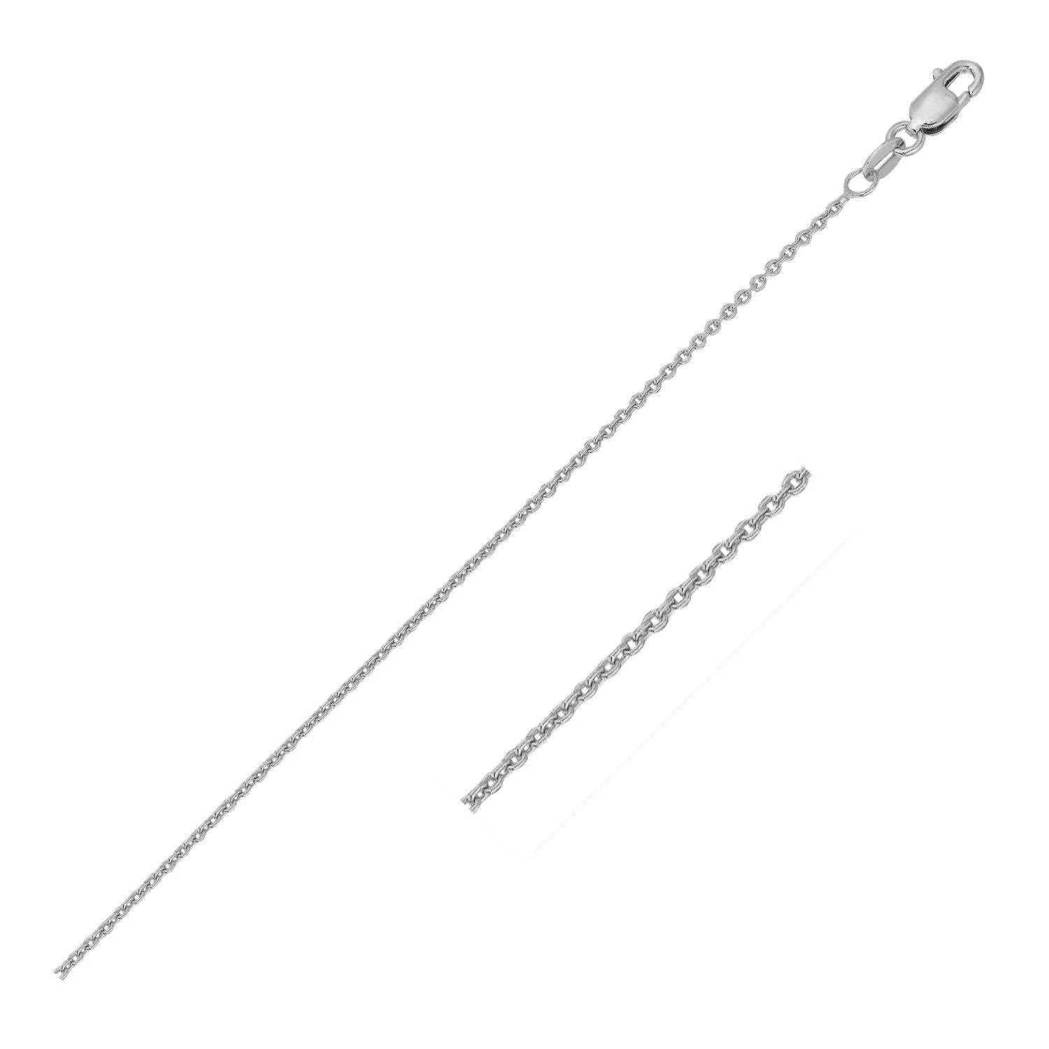 14k White Gold Round Cable Link Chain 1.1mm - Image 5