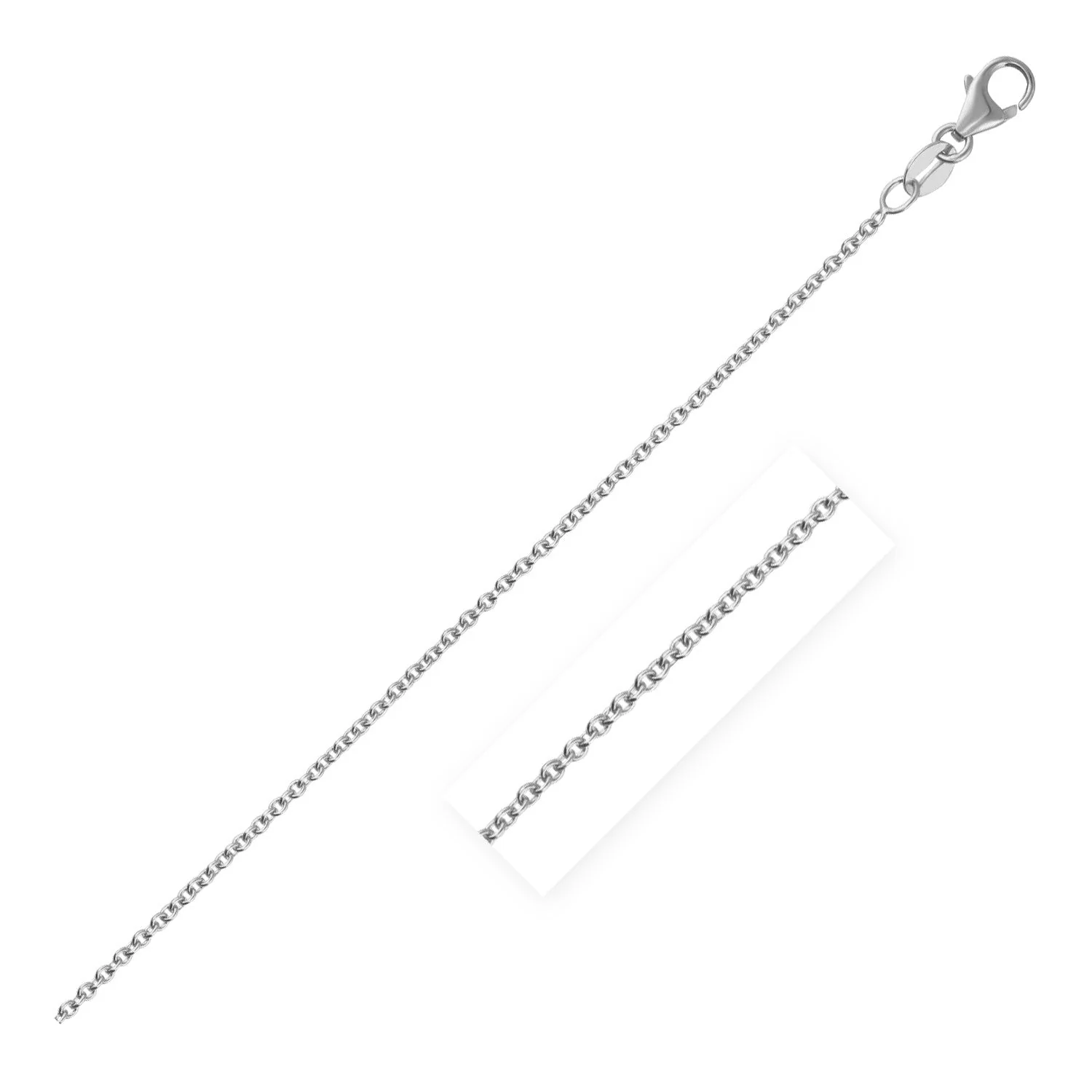 14k White Gold Round Cable Link Chain 1.9mm - Image 5