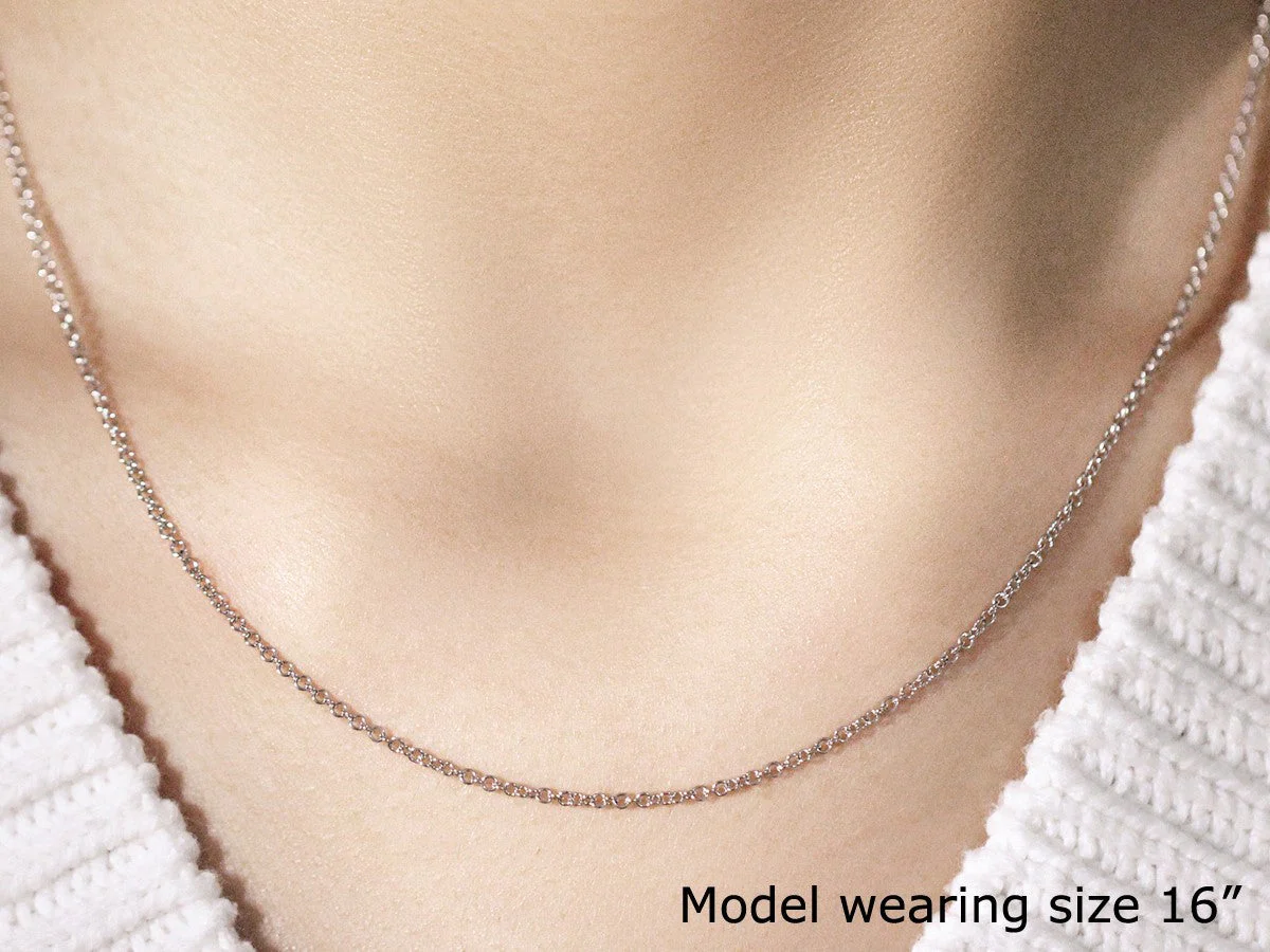 14k White Gold Round Cable Link Chain 1.9mm - Image 8