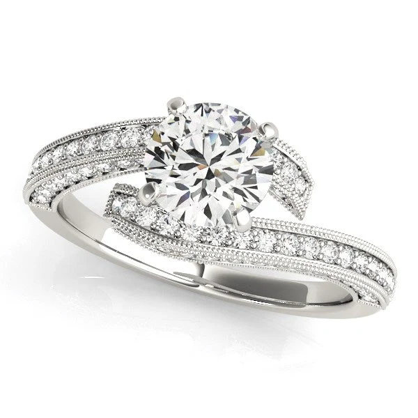 14k White Gold Round Diamond Bypass Style Engagement Ring (1 1/2 cttw) - Image 5
