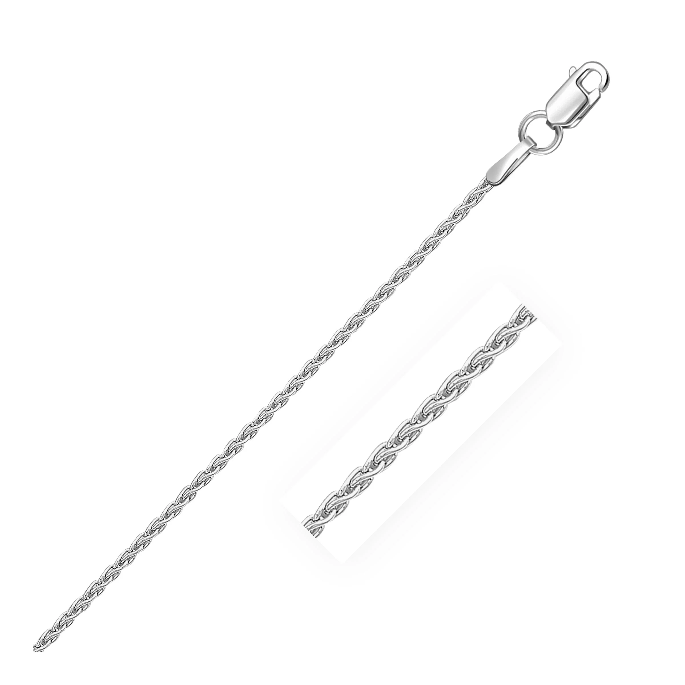 14k White Gold Round Wheat Chain 1.2mm - Image 6