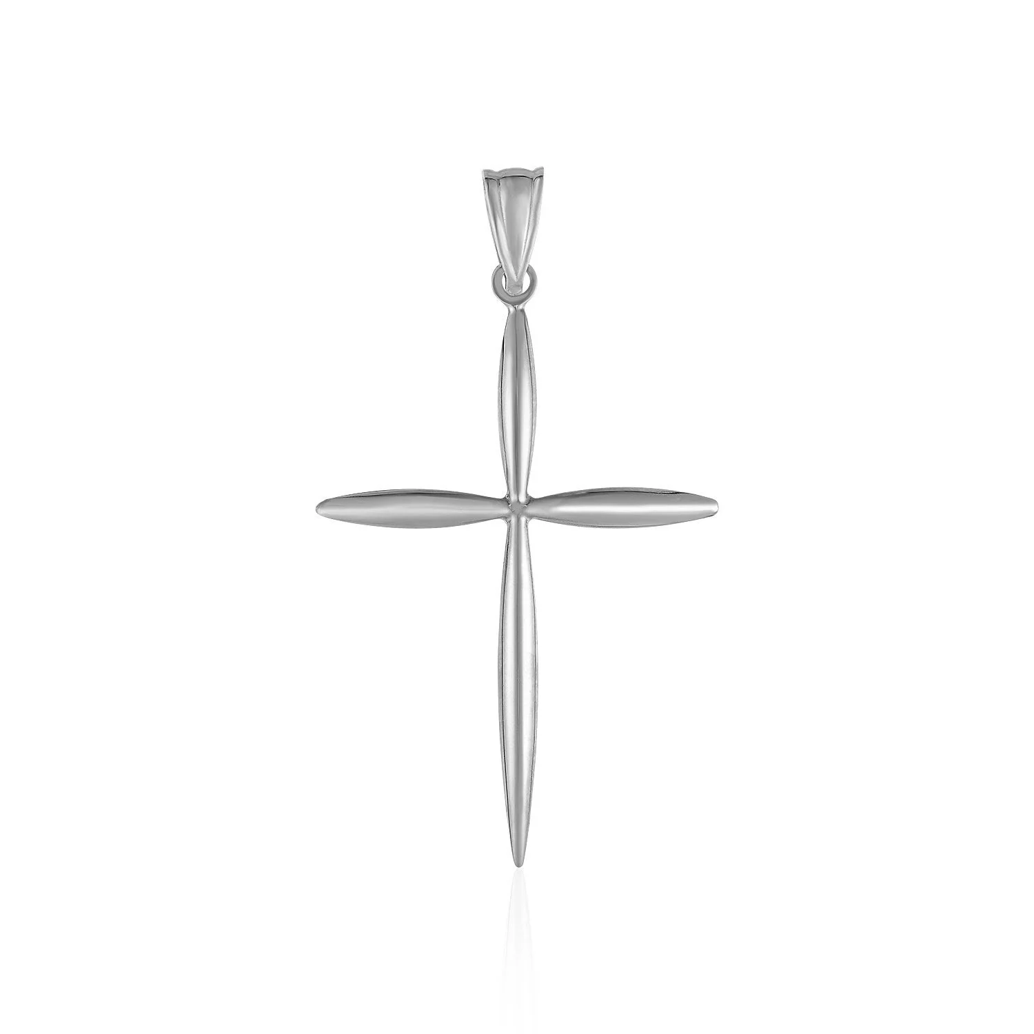 14k White Gold Rounded and Pointed Cross Pendant - Image 2