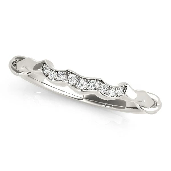 14k White Gold Scallop Wedding Band (1/20 cttw) - Image 2