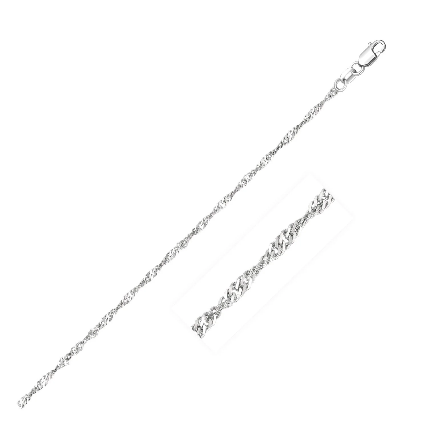 14k White Gold Singapore Chain 1.7mm - Image 4