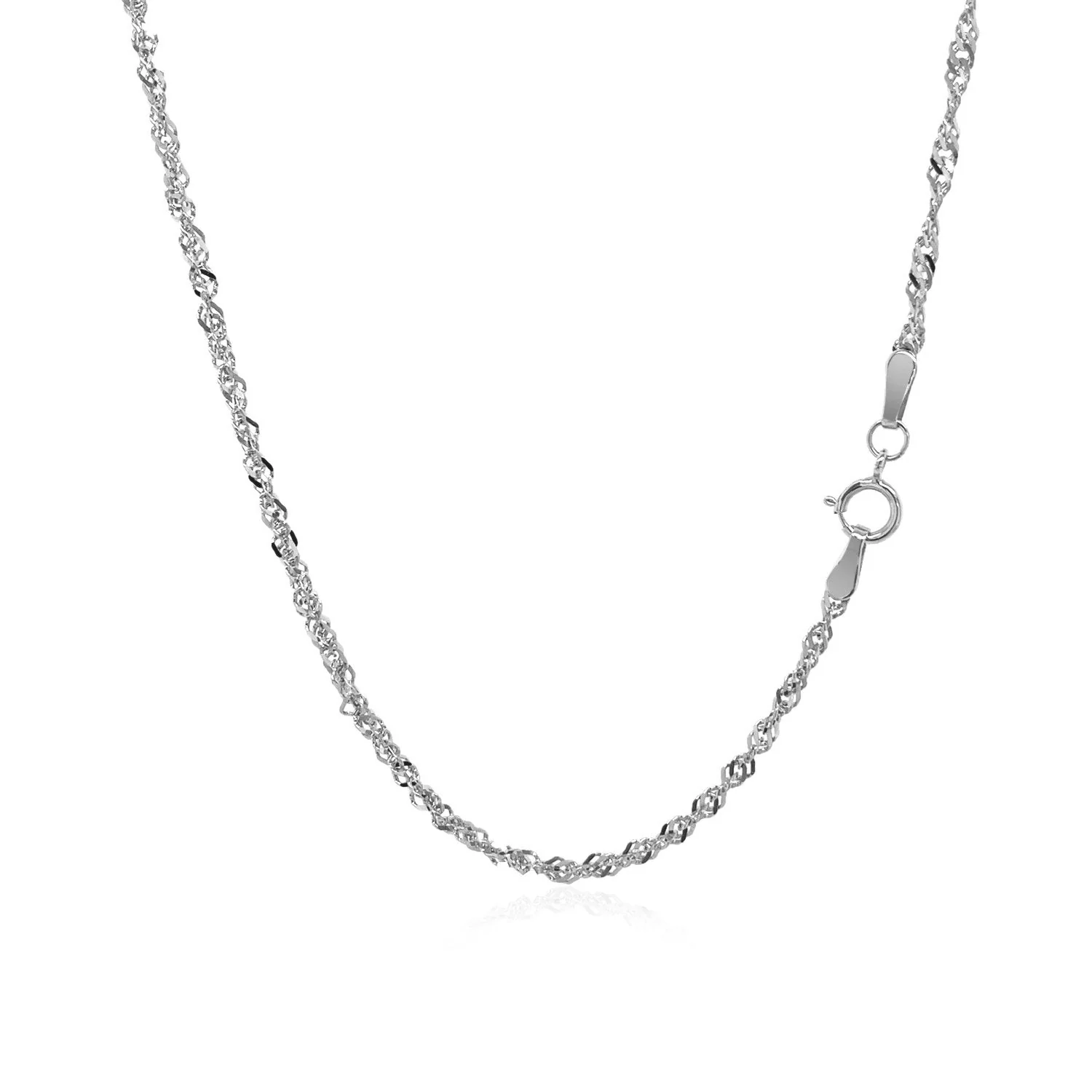 14k White Gold Singapore Chain 1.7mm - Image 11