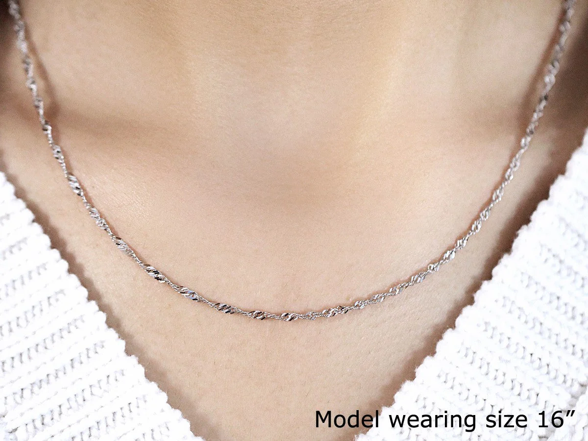 14k White Gold Singapore Chain 1.7mm - Image 13