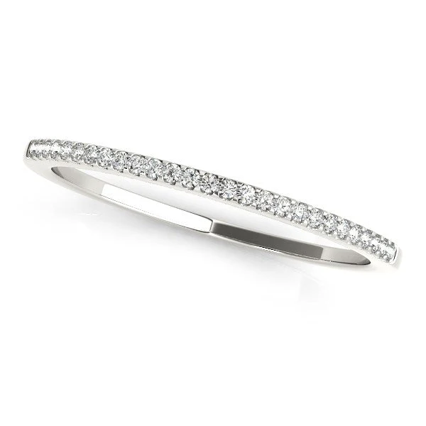 14k White Gold Slim Round Pave Set Wedding Band (1/10 cttw) - Image 2