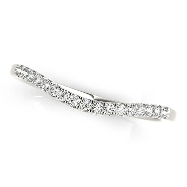 14k White Gold Soft Curved Diamond Wedding Band (1/8 cttw) - Image 2
