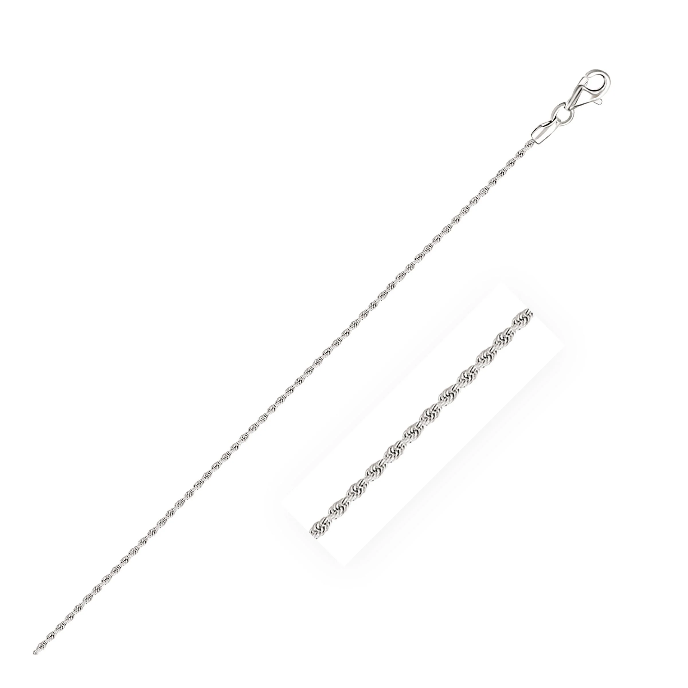 14k White Gold Solid Diamond Cut Rope Chain 1.5mm - Image 3