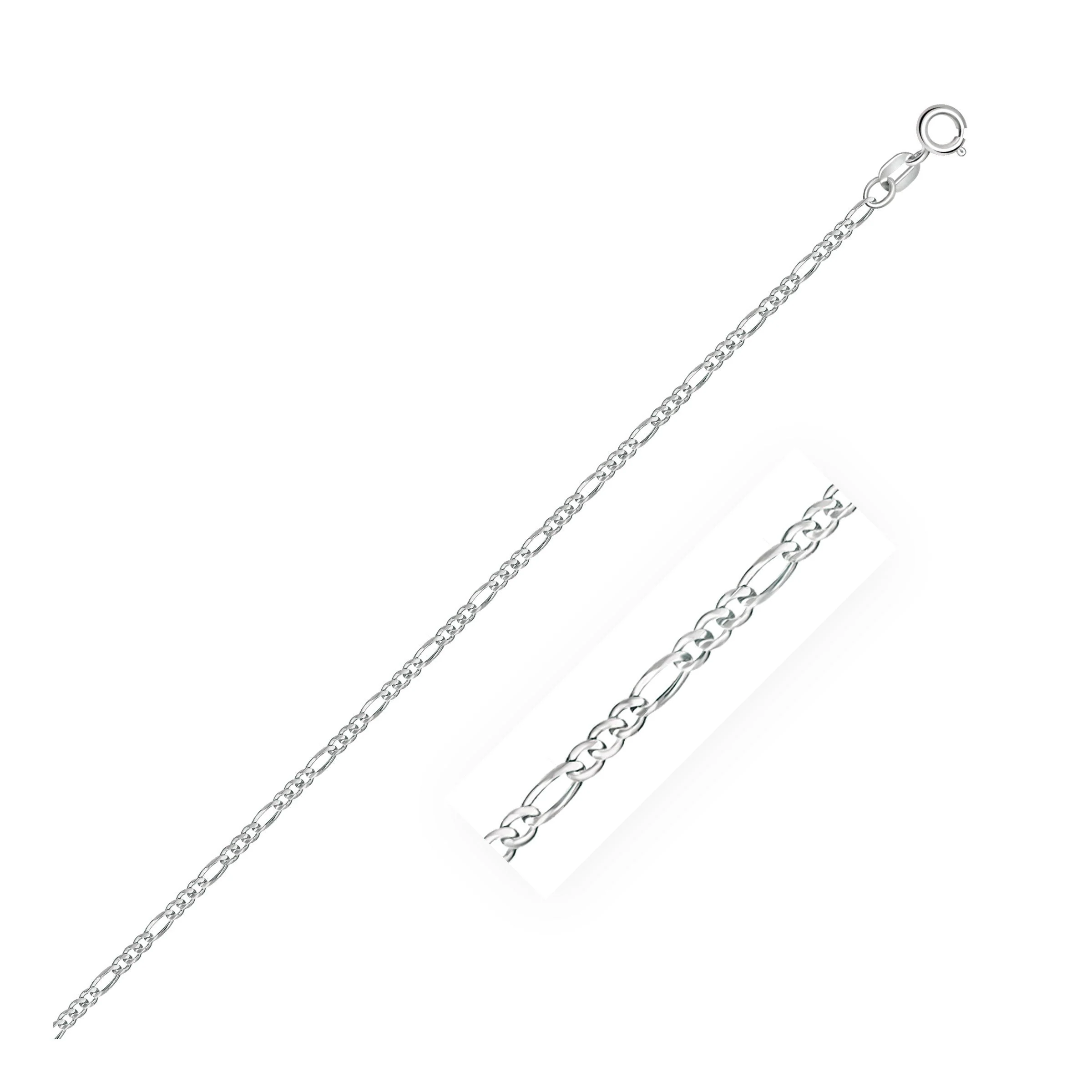14k White Gold Solid Figaro Chain 1.9mm - Image 5