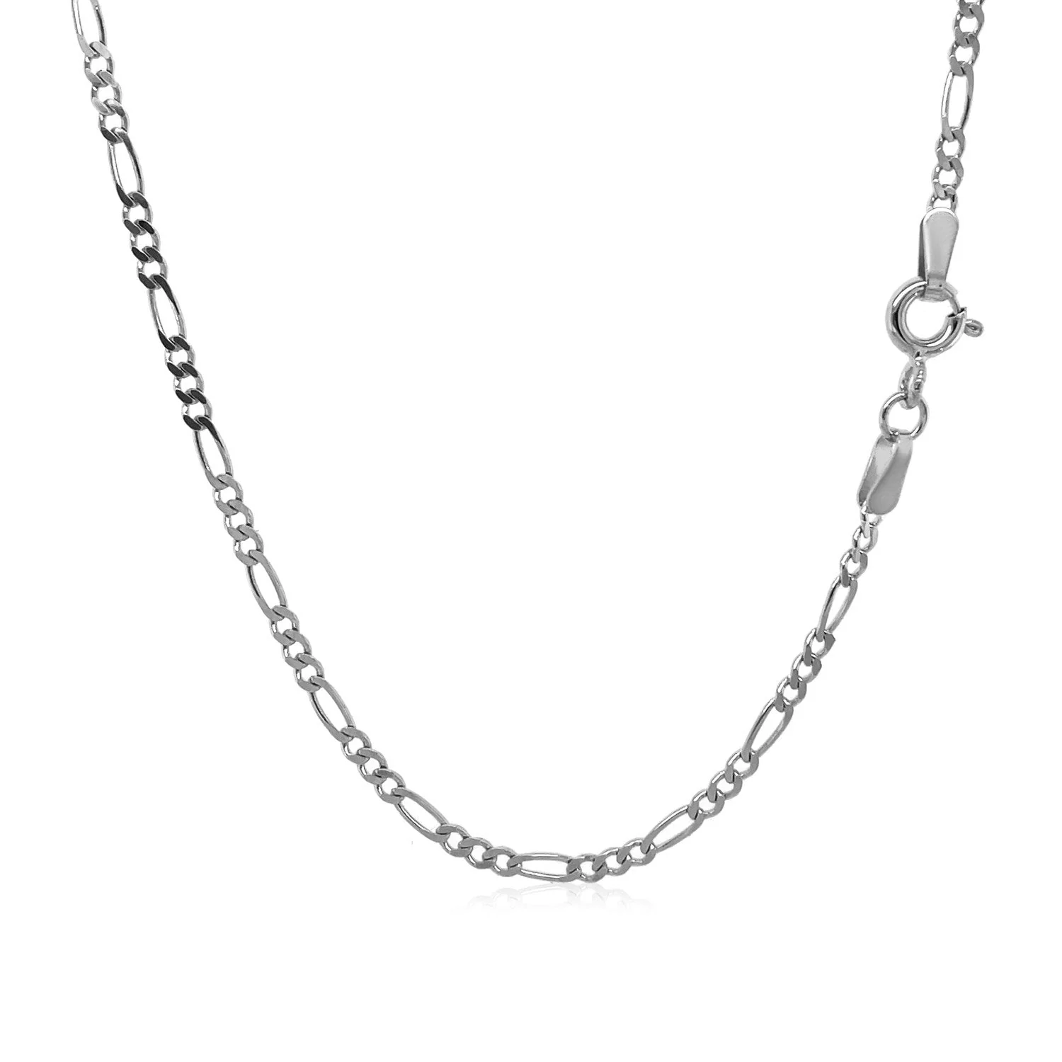 14k White Gold Solid Figaro Chain 1.9mm - Image 8