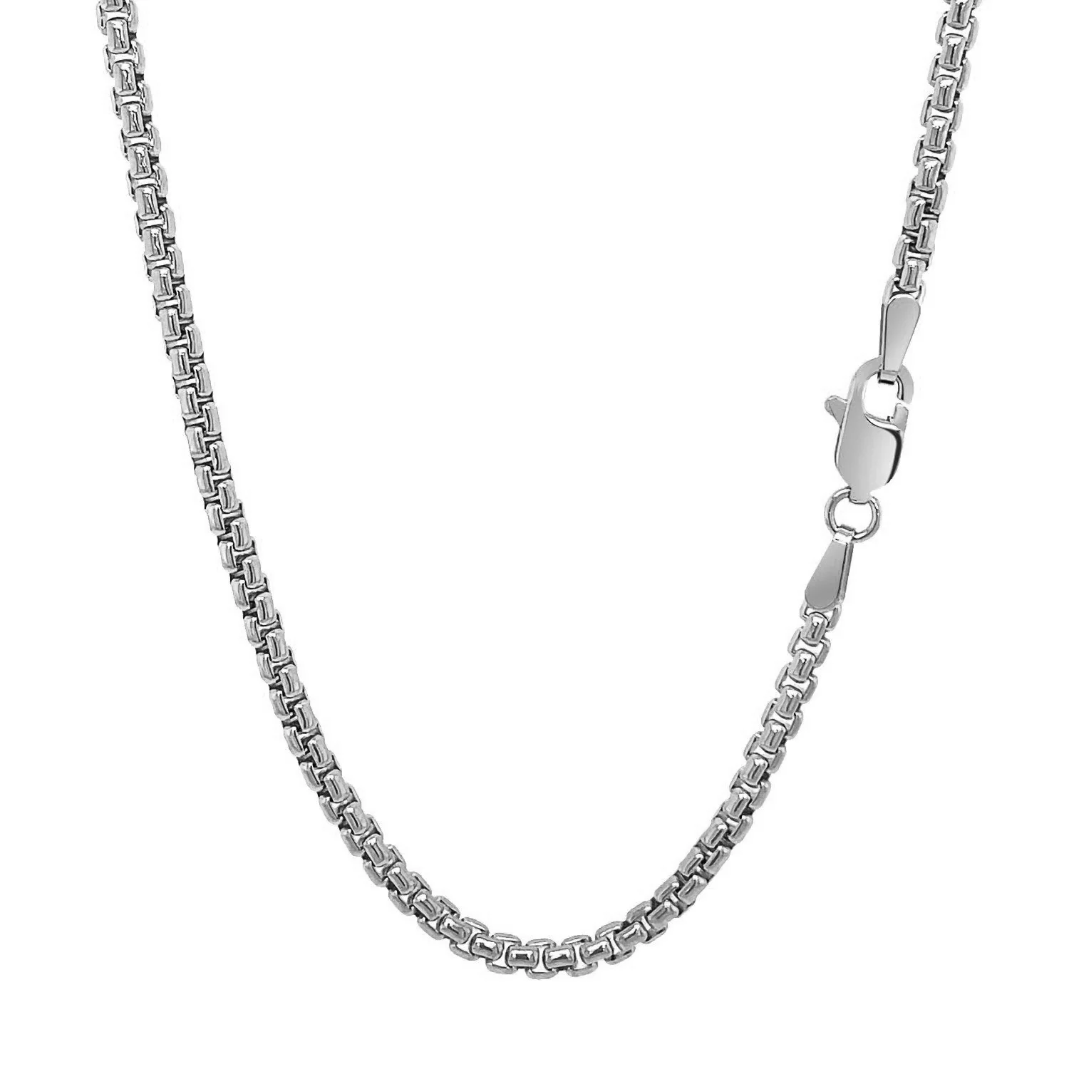 14k White Gold Solid Round Box Chain (2.50 mm) - Image 6