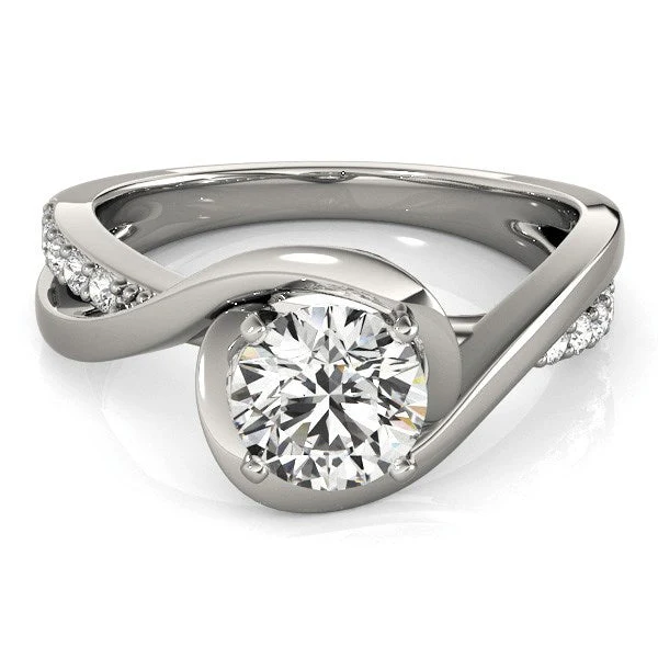 14k White Gold Split Band Round Bypass Diamond Engagement Ring (1 1/8 cttw) - Image 2