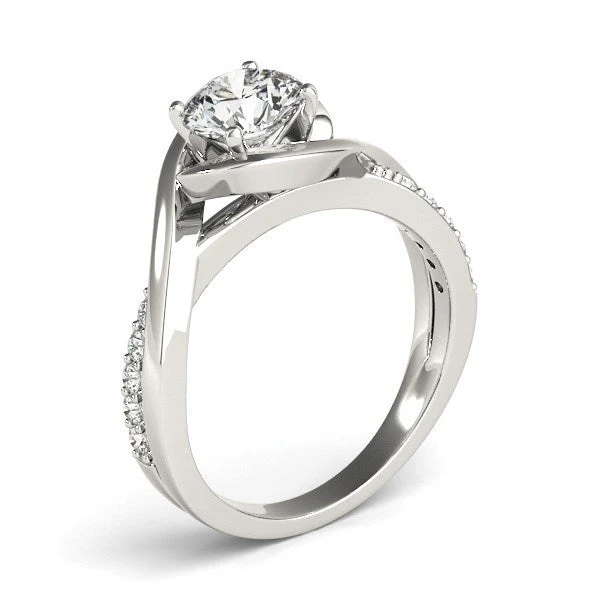 14k White Gold Split Band Round Bypass Diamond Engagement Ring (1 1/8 cttw) - Image 3
