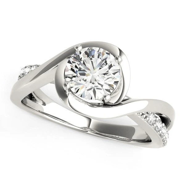 14k White Gold Split Band Round Bypass Diamond Engagement Ring (1 1/8 cttw) - Image 5
