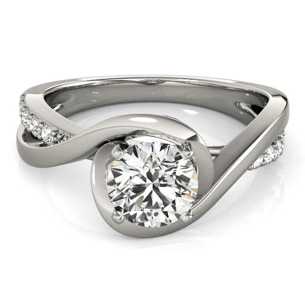 14k White Gold Split Band Round Bypass Diamond Engagement Ring (1 1/8 cttw) - Image 6