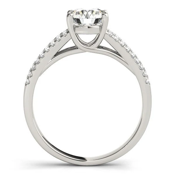14k White Gold Split Shank Round Diamond Engagement Ring (1 1/8 cttw) - Image 4