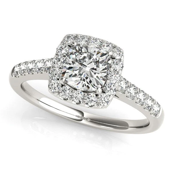 14k White Gold Square Outer Shape Round Diamond Engagement Ring (3/4 cttw) - Image 3