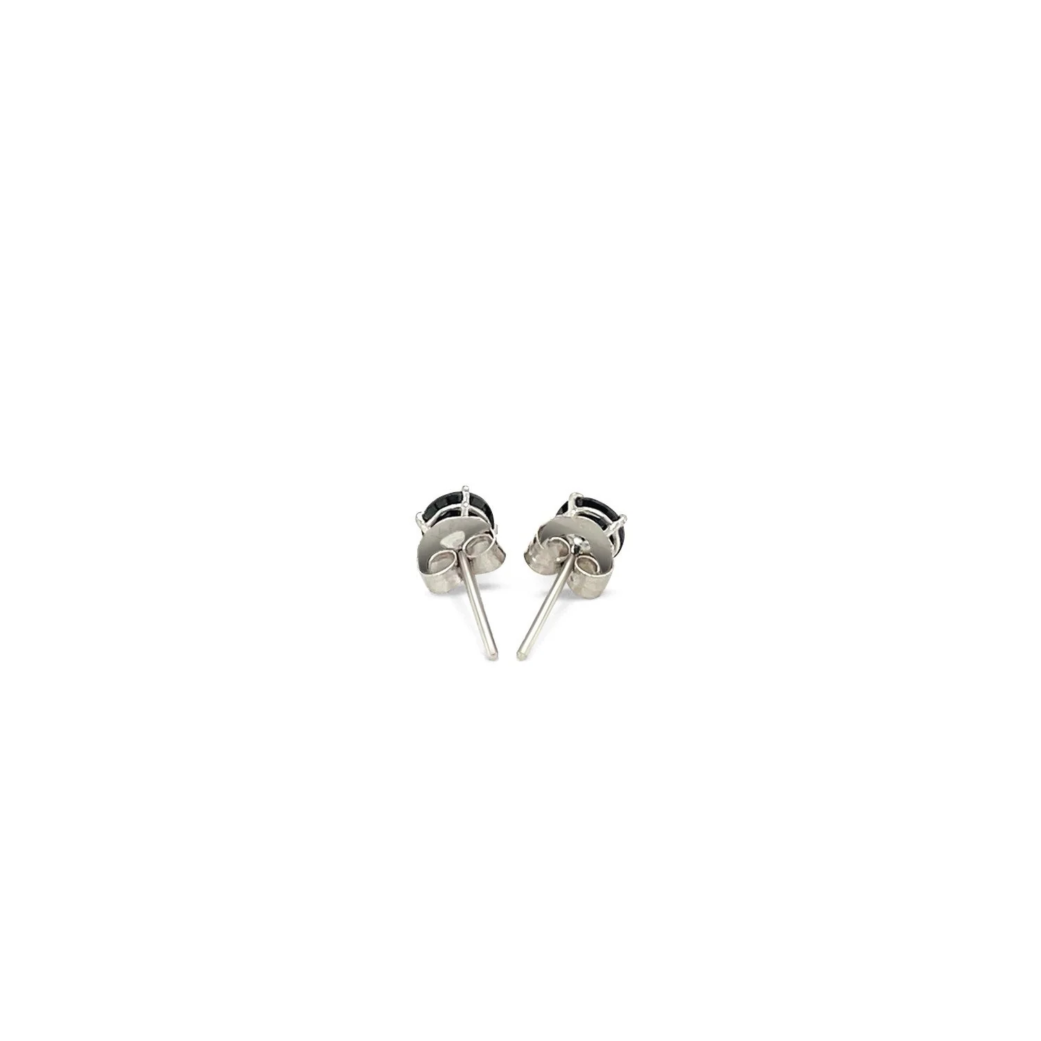 14k White Gold Stud Earrings with Black 4mm Cubic Zirconia - Image 3