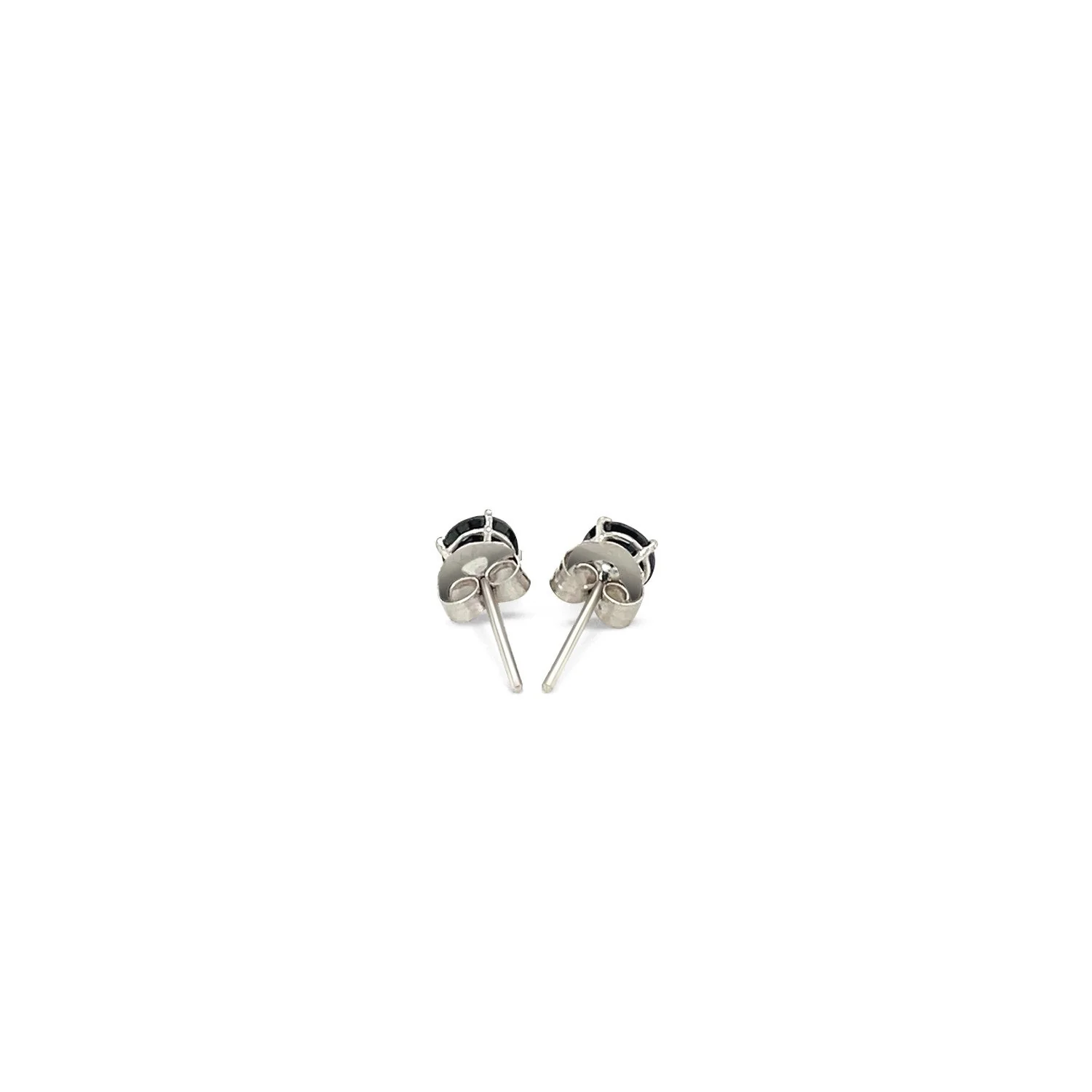 14k White Gold Stud Earrings with Black 4mm Cubic Zirconia - Image 7
