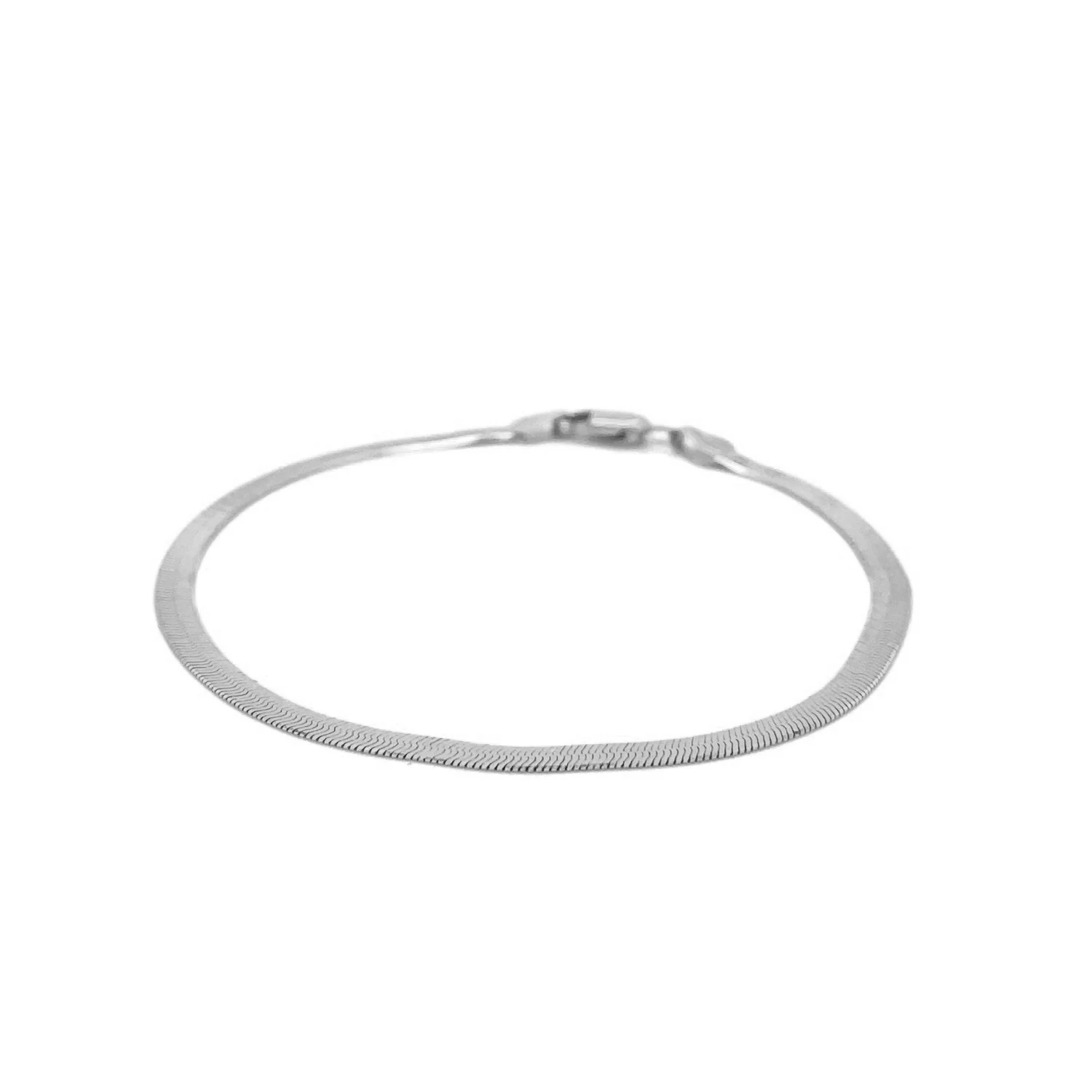 14k White Gold Super Flex Herringbone Bracelet (2.80 mm) - Image 5