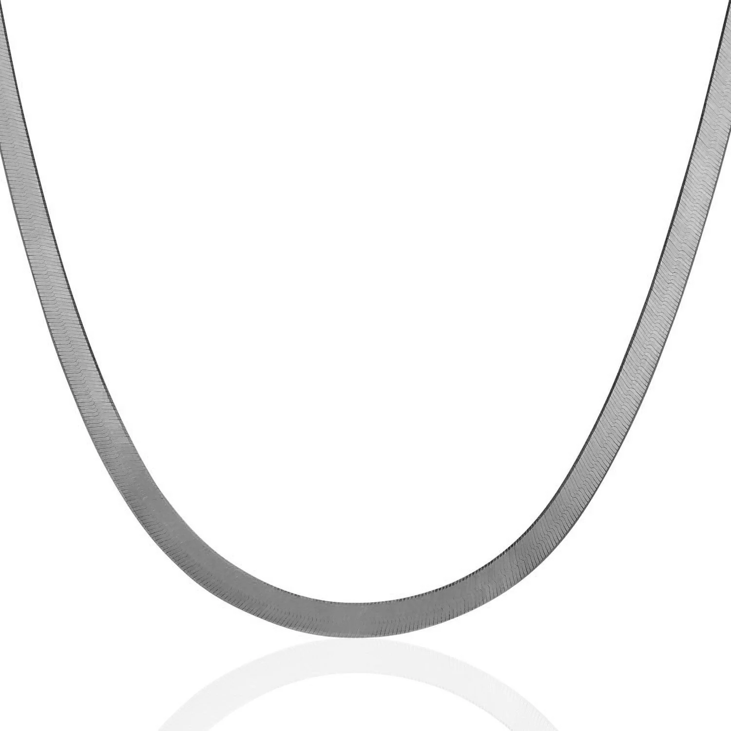 14k White Gold Super Flex Herringbone Chain (4.60 mm) - Image 4