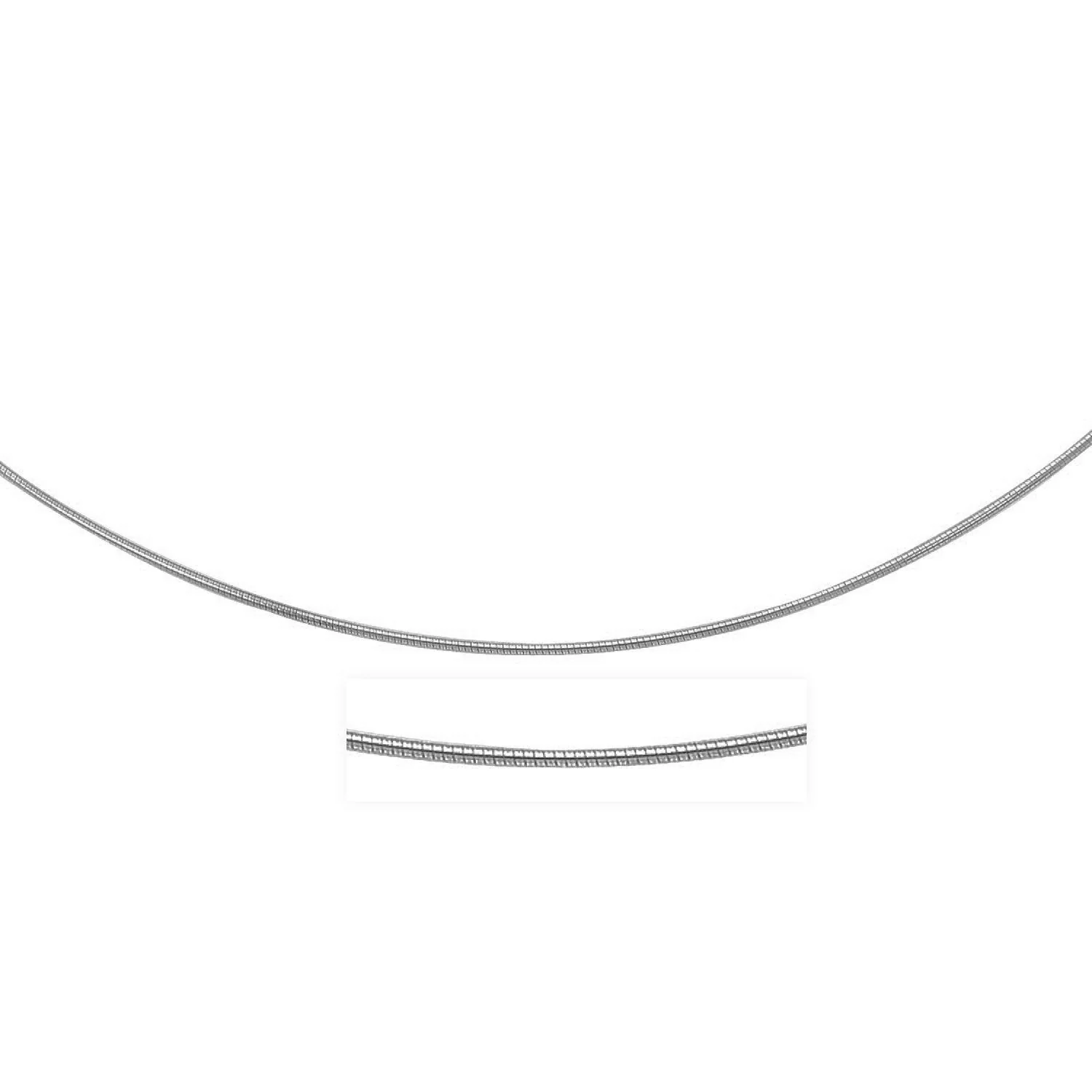 14k White Gold Thin Motif Round Omega Necklace - Image 4