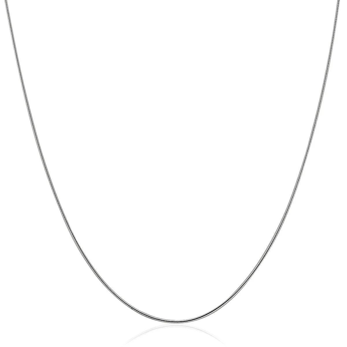 14k White Gold Thin Motif Round Omega Necklace - Image 5