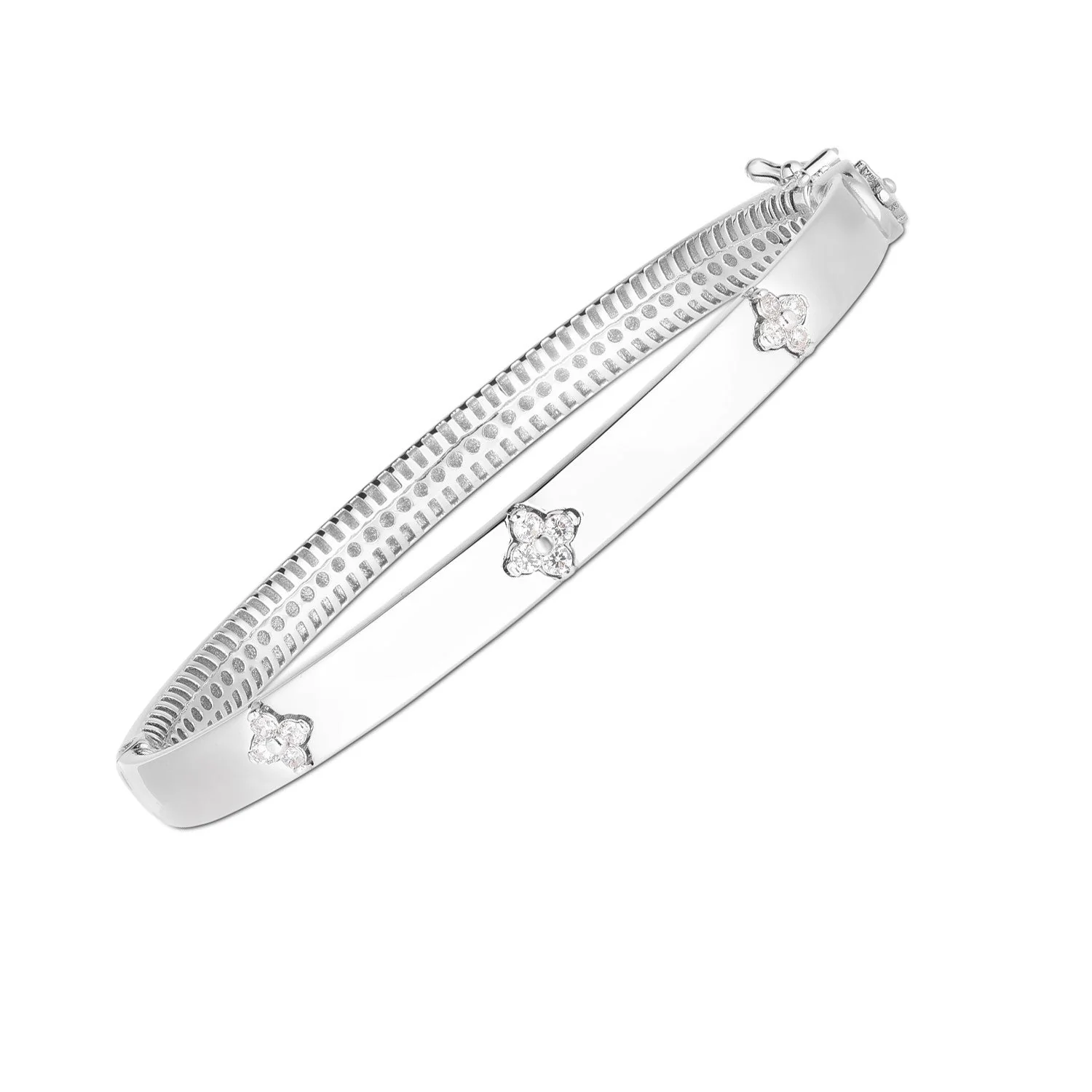 14k White Gold Trilogy Diamond Bangle (5.40 mm) - Image 3