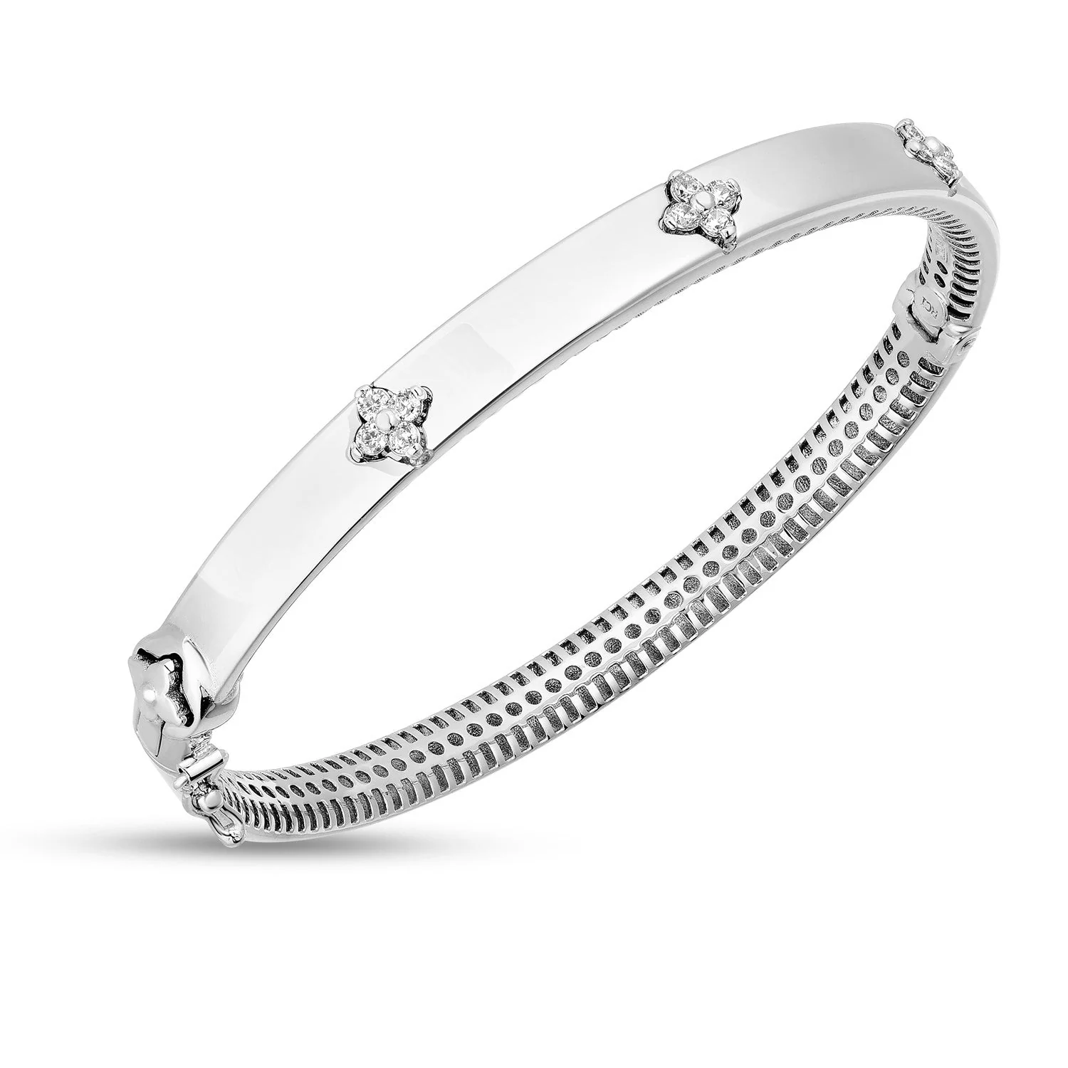14k White Gold Trilogy Diamond Bangle (5.40 mm) - Image 4