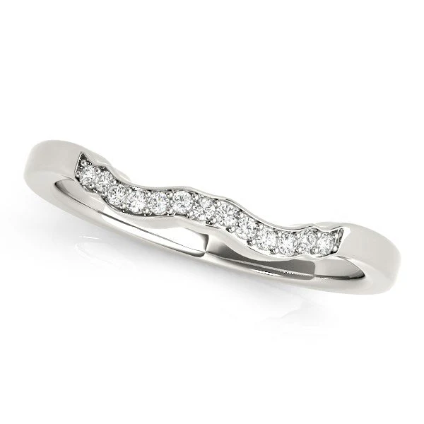 14k White Gold Wavy Style Diamond Wedding Ring (1/15 cttw) - Image 2