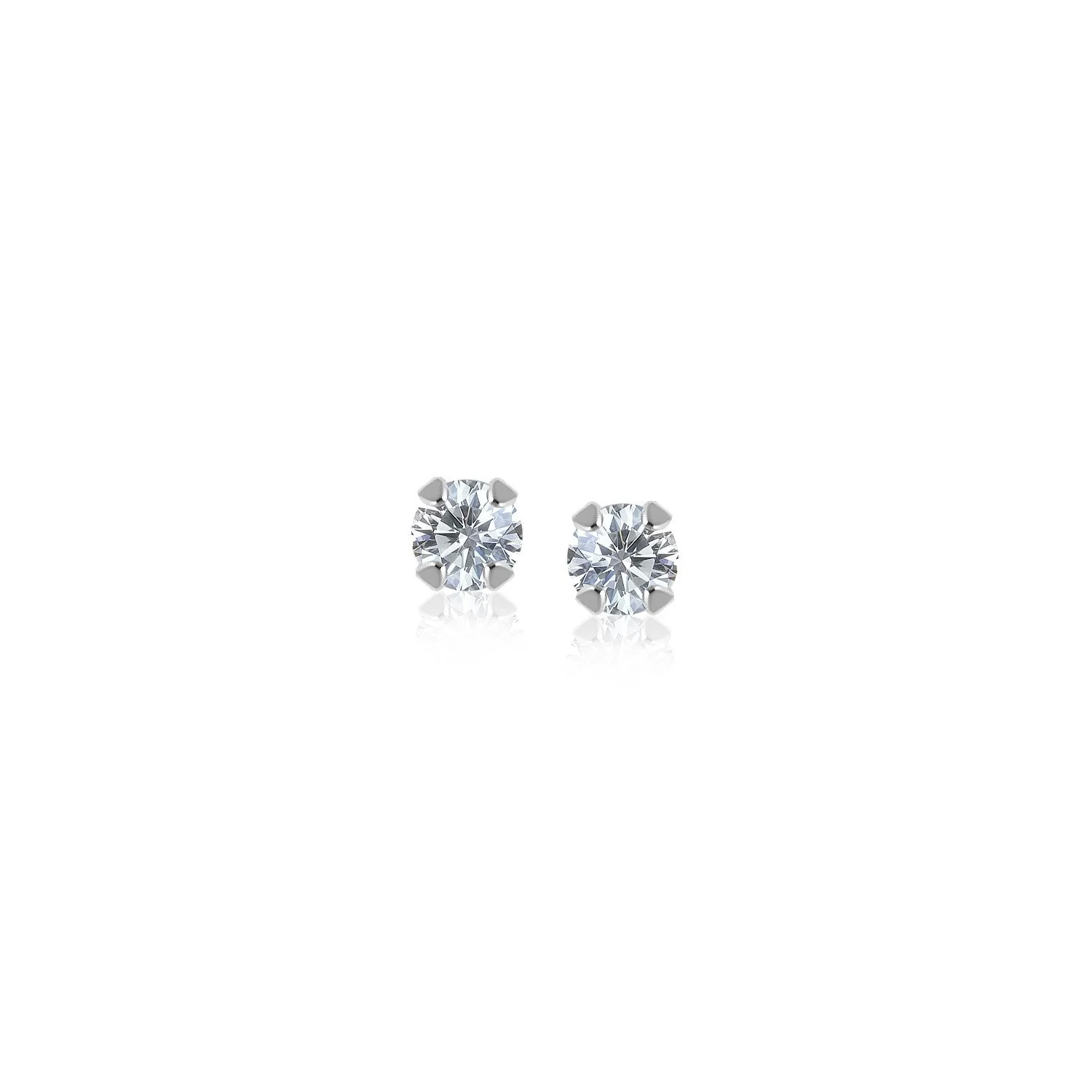 14k White Gold White Cubic Zirconia 2mm Stud Earrings - Image 2