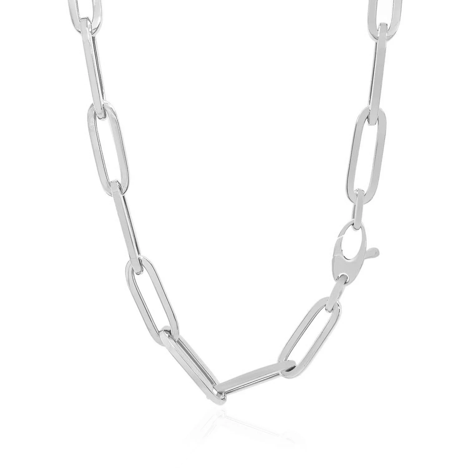 14K White Gold Wide Paperclip Chain (6.1mm) - Image 10