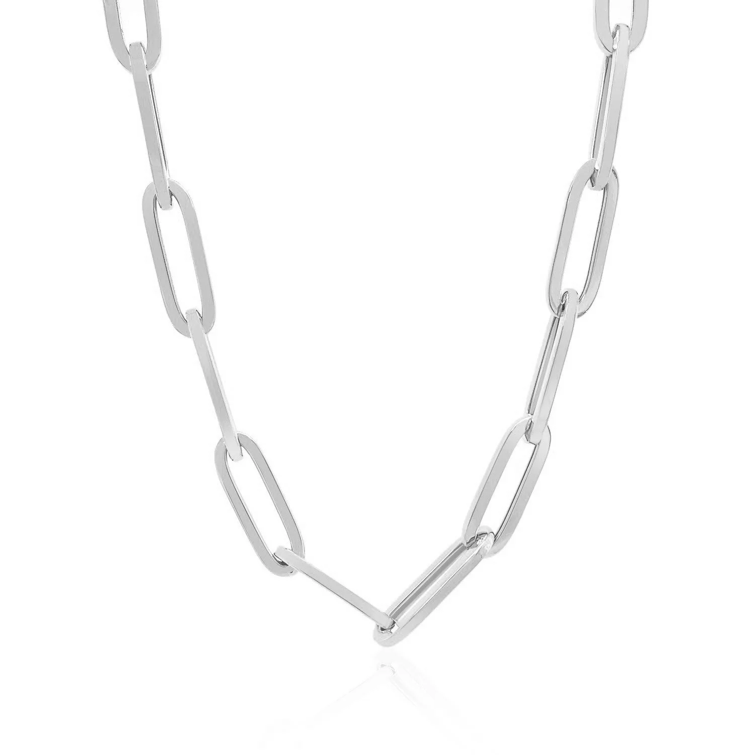 14K White Gold Wide Paperclip Chain (6.1mm) - Image 2