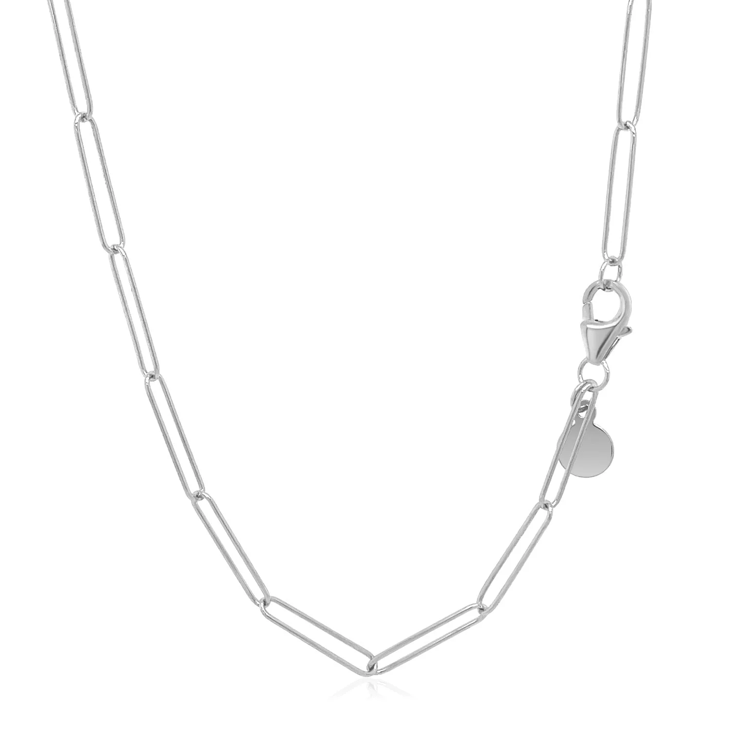 14k White Gold Wire Paperclip Chain (2.7mm) - Image 10