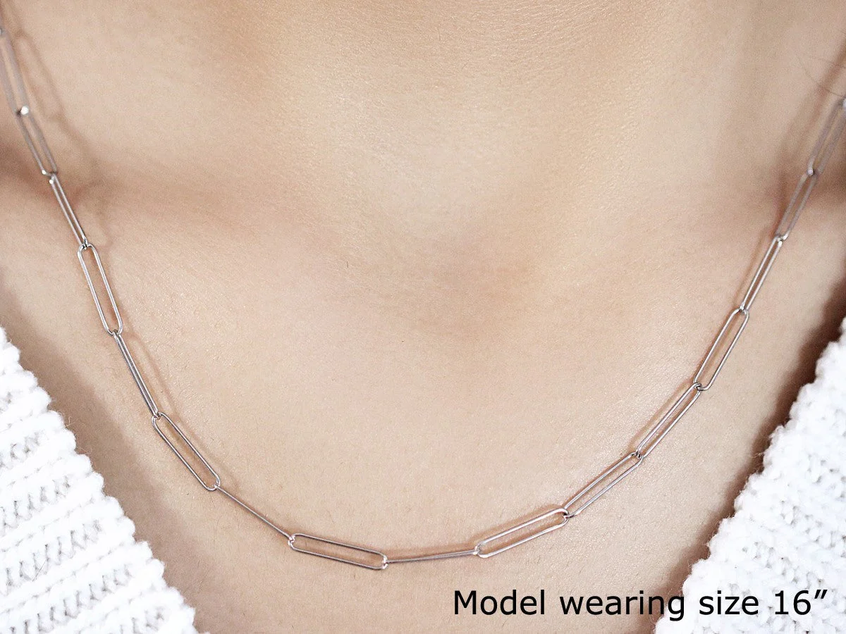 14k White Gold Wire Paperclip Chain (2.7mm) - Image 12